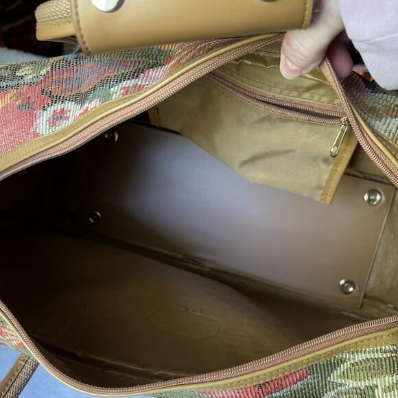 VTG Adolfo Floral Carpet Weekender Bag Boho Cottagecore Travel Luggage Tote - Picture 11 of 16